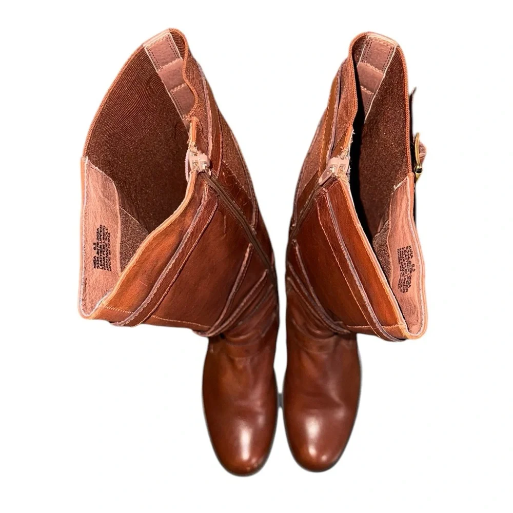 Miz Mooz Kira Brown Over the Knee Boots with Decorative Straps Women’s Size 6.5